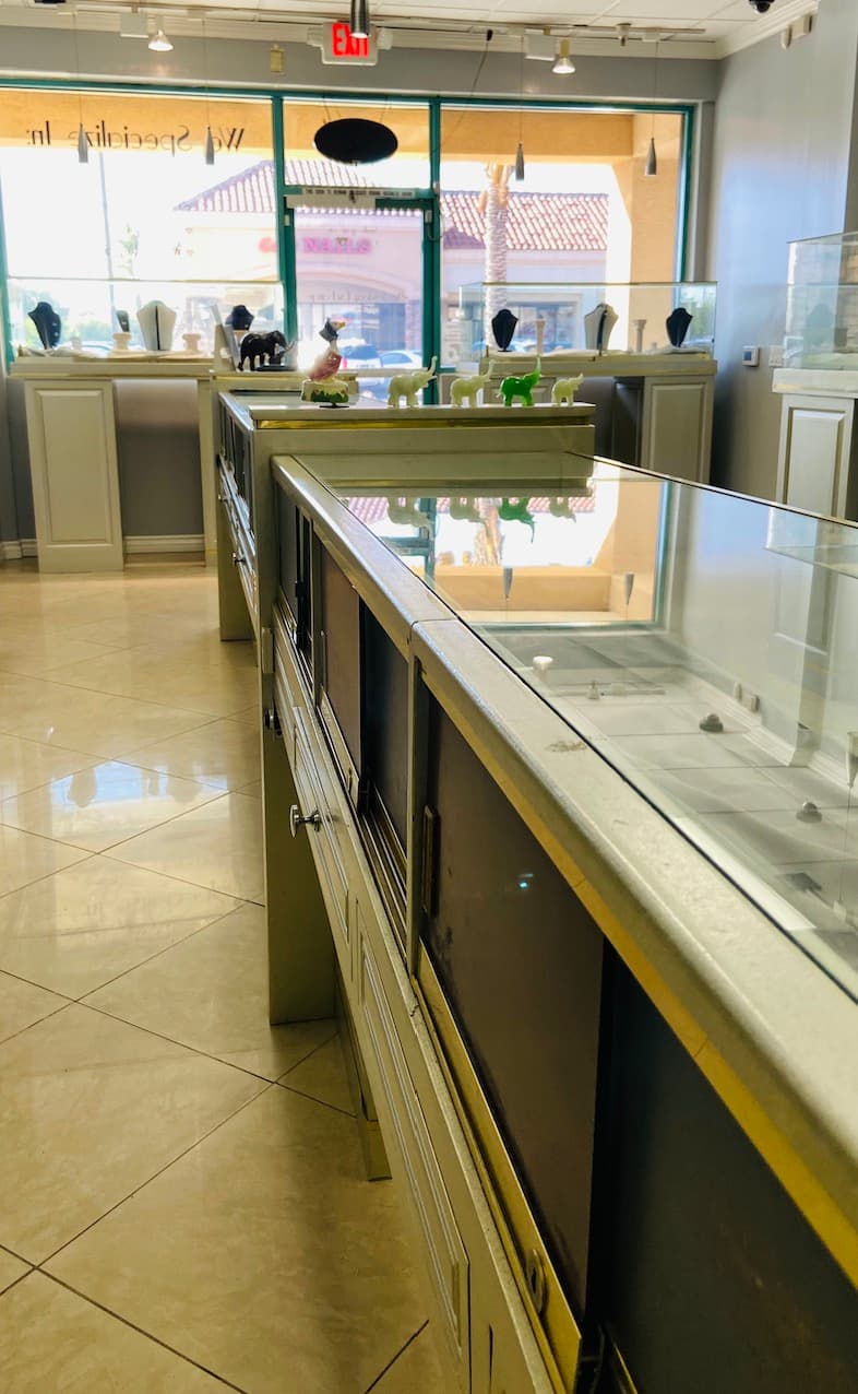 MV Jewelry Exchange interior with glass display cases